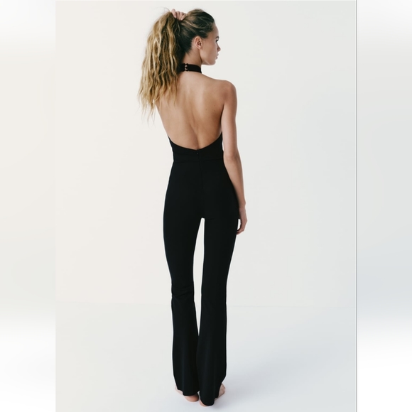 ZARA LONG HALTER JUMPSUIT - Picture 3 of 6